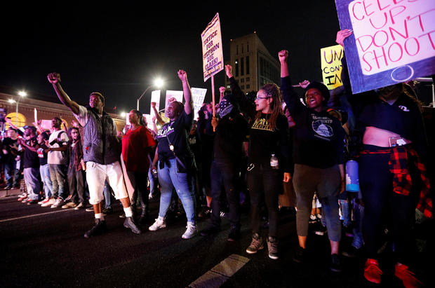 Demonstrators protest the police shooting of Stephon Clark, in Sacramento 