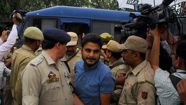 Deepak Khajuria arrives for a court appearance in connection with the rape and murder of an eight-year-old girl in Kathua 