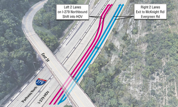 Traffic Shift into HOV lanes Graphic 