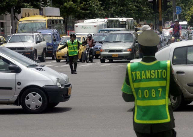 Traffic police work in a crossroads of B 