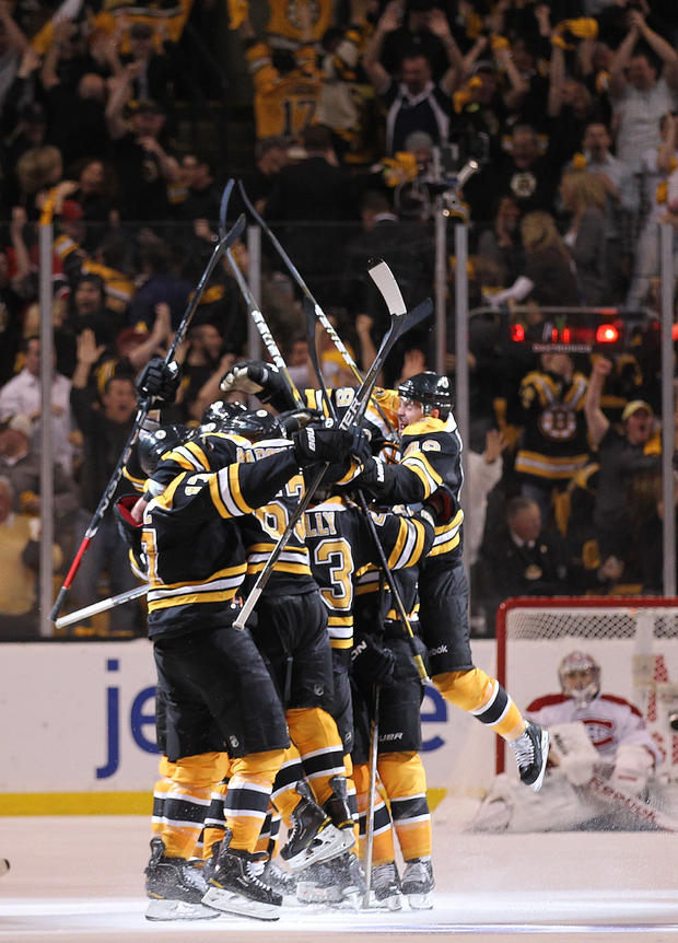Bruins celebrate Game 7 winner vs. Canadiens in 2011 