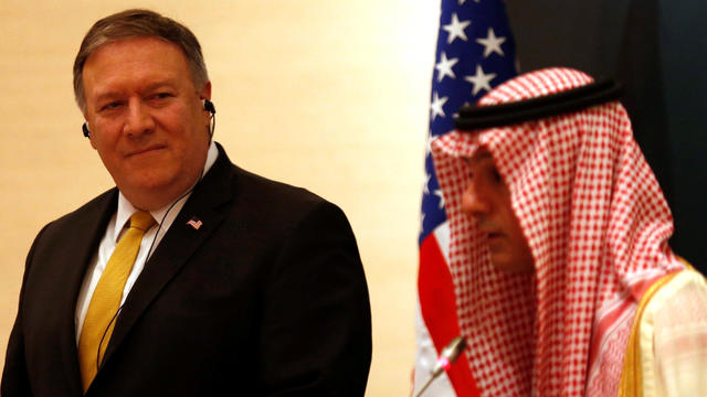 U.S. Secretary of State Mike Pompeo attends a news conference with his Saudi counterpart Adel al-Jubeir, in Riyadh 