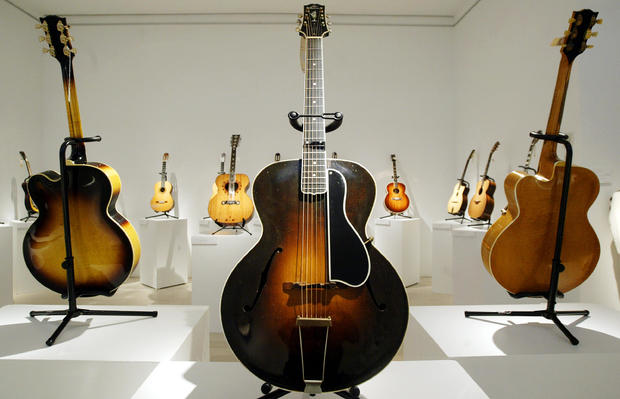 A Gibson L-5 guitar circa 1929, is shown at Christie's, in New York 