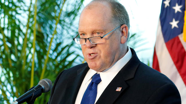 Acting Director of U.S. Immigration and Customs Enforcement Tom Homan speaks before he introduced U.S. Attorney General Jeff Sessions who spoke on the growing trend of violent crime in sanctuary cities during an event on the Port of Miami in Miami 