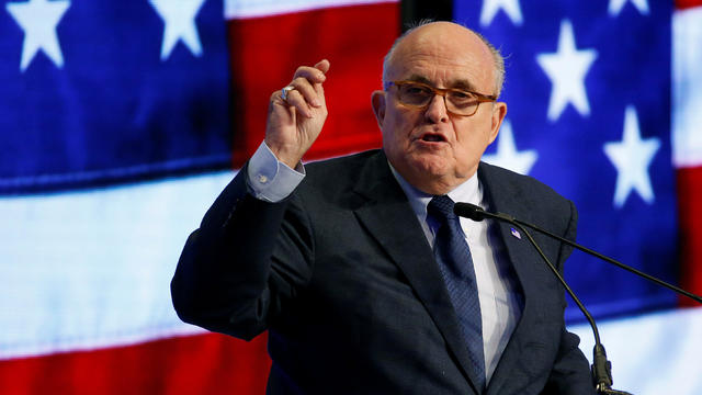 Former New York Mayor Rudy Giuliani speaks at the 2018 Iran Freedom Convention in Washington 