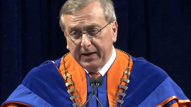 University of Florida President Kent Fuchs speaks at a commencement ceremony on May 6, 2018. 