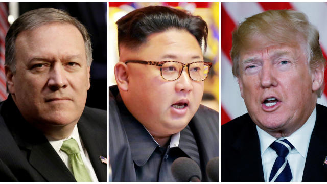 FILE PHOTO: A combination photo Mike Pompeo North Korean leader Kim Jong Un and U.S. President Donald Trump 