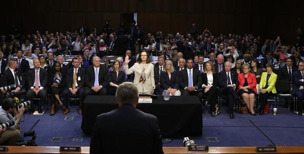 CIA director nominee Haspel is sworn in to testify at her Senate Intelligence Committee confirmation hearing in Washington 
