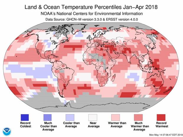 January-April 2018 Global Temperatures 