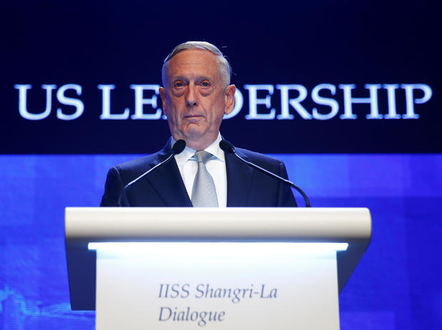U.S. Secretary of Defence Jim Mattis speaks at the IISS Shangri-la Dialogue in Singapore 