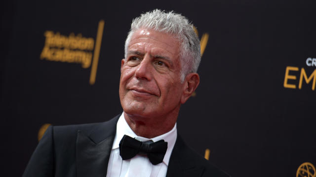 Anthony Bourdain arrives at the Creative Arts Emmy Awards at the Microsoft Theater on Sept. 11, 2016, in Los Angeles. 
