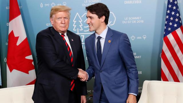 U.S. President Donald Trump meets with Canada's Prime Minister Trudeau in bilateral meeting at G7 Summit in Charlevoix, Canada 