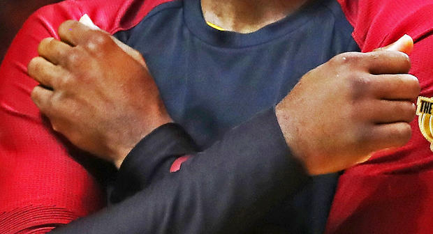 LeBron James' hands in Game 3 of the NBA Finals 