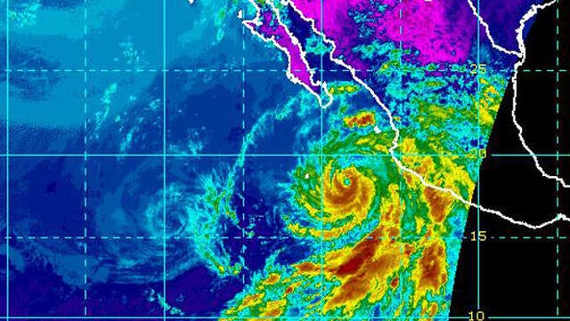 Hurricane Bud is seen in an infrared satellite image capture at 2 p.m. ET on June 12, 2018.