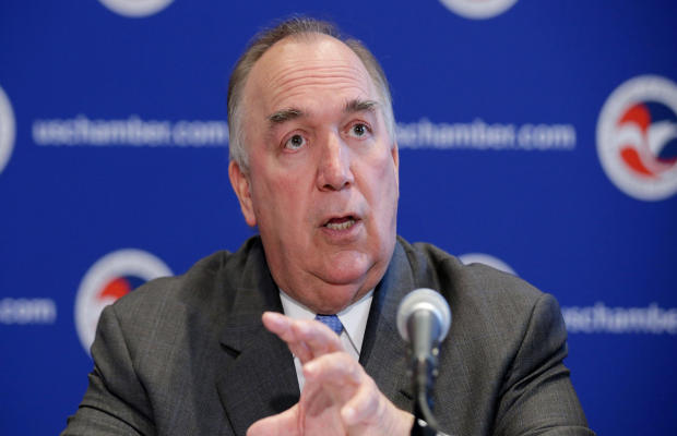 Then-Business Roundtable President and former Michigan Gov. John Engler participates in a news conference at the U.S. Chamber of Commerce July 9, 2014, in Washington. 