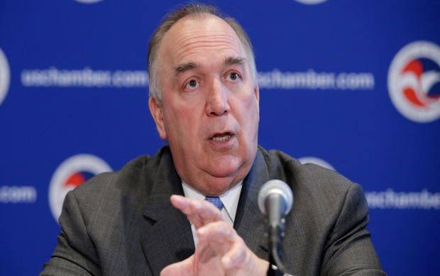 Then-Business Roundtable President and former Michigan Gov. John Engler participates in a news conference at the U.S. Chamber of Commerce July 9, 2014, in Washington. 