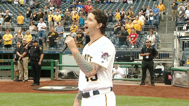 Performing Tuesday's national anthem at PNC Park was none other than  Pirates pitcher Steven Brault