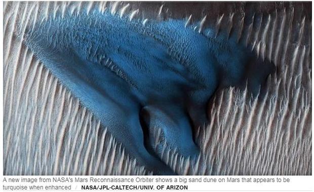 blue sand dunes on mars 