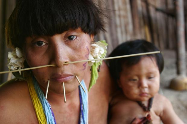 A family of the Yanomami tribe 