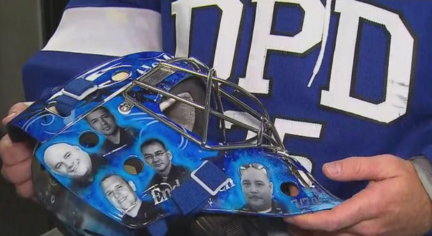 Dallas police goalie mask 