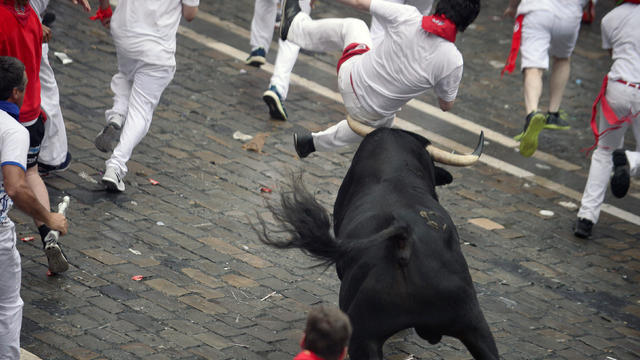 Red waistbands are displayed for sale two days before the start of the annual San Fermin bull-running festival in Pamplona 