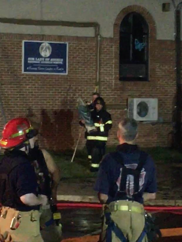 mary statue saved from Delaware county catholic  school fire 