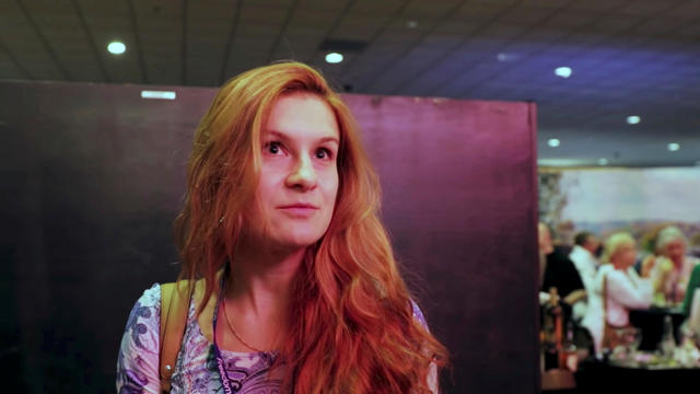 FILE PHOTO: Accused Russian agent Maria Butina speaks to camera at 2015 FreedomFest conference in Las Vegas, Nevada 