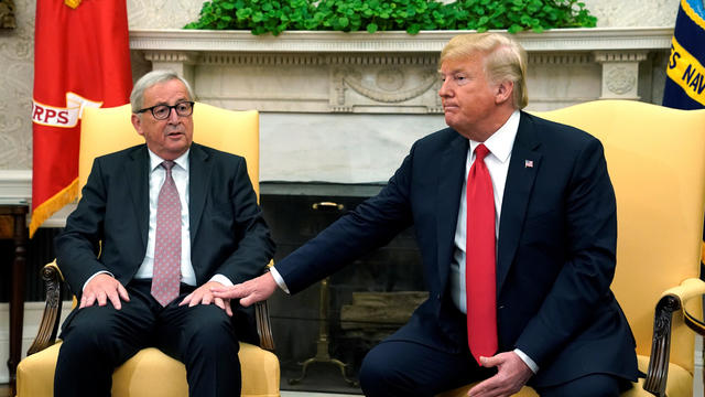 Trump meets with European Commission President Juncker at the White House in Washington 