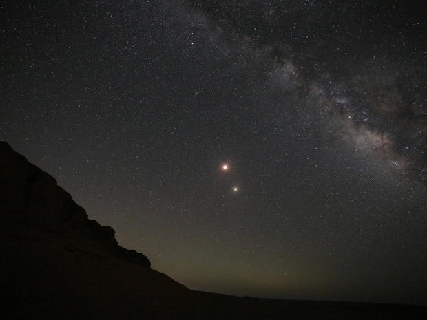 A "Blood Moon" is seen during a lunar eclipse at the desert of Al Fayoum Governorate, south west of Cairo 