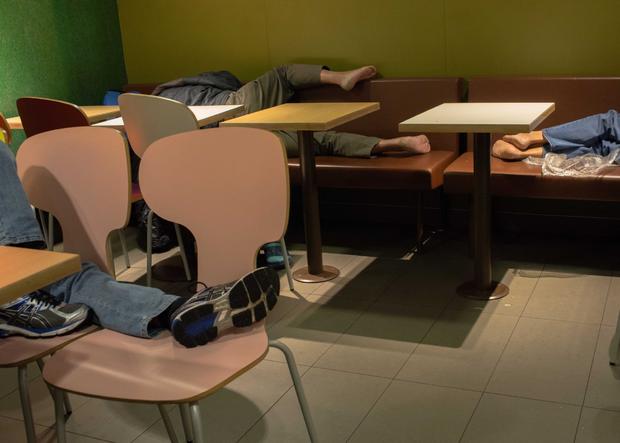 "McRefugees" sleep in Hong Kong McDonald's 