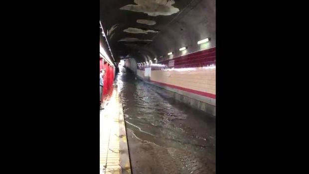 Harvard MBTA bus station flooding 