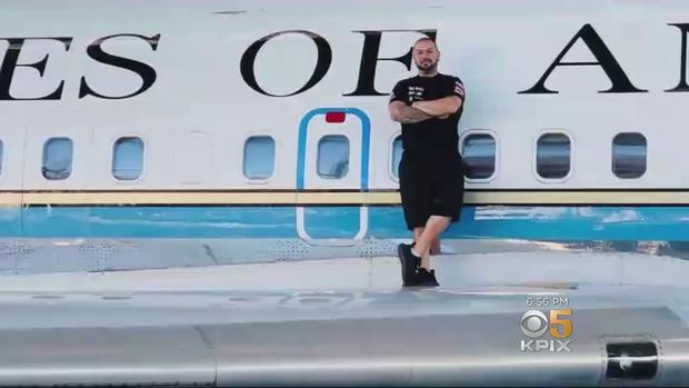 Shawn Sepulva in front of Air Force One (CBS) 