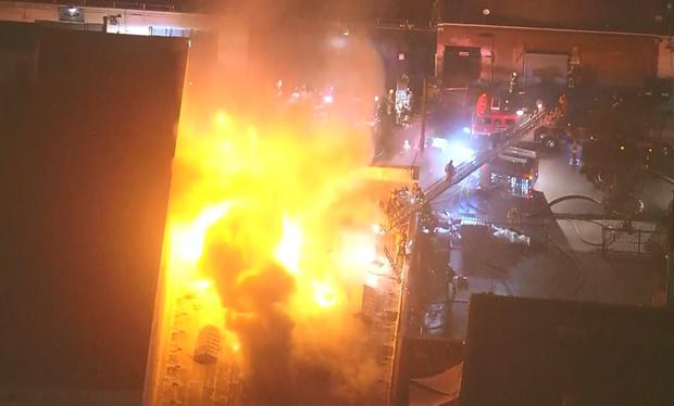 Crews Battle Massive Commercial Fire In Downtown LA 