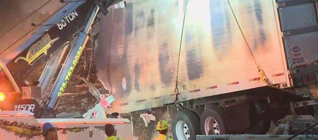 Hit-And-Run Collision Sends Fruit Truck Careening Off San Bernardino Bridge, Sparks Fiery Crash Below 