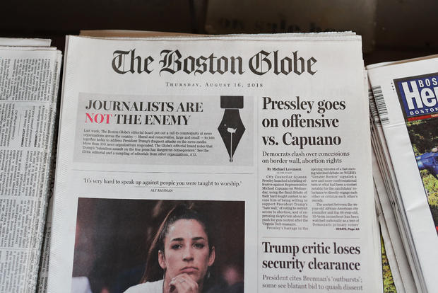 Boston Globe Leads Charge Among Newspapers' Concerted Defense Of Free Press In Wake Of President Trump's Rhetoric Against Press 