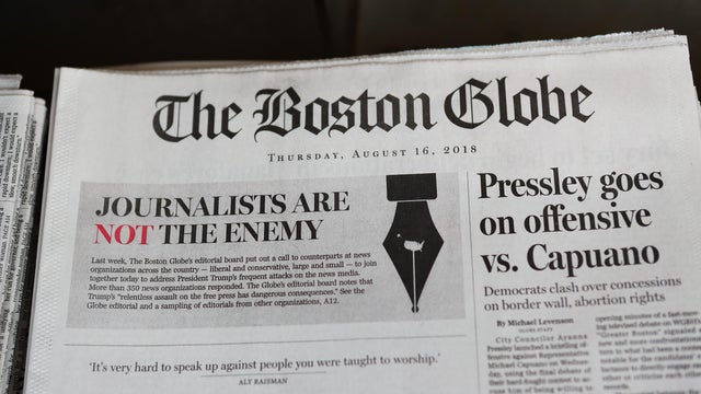 Boston Globe Leads Charge Among Newspapers' Concerted Defense Of Free Press In Wake Of President Trump's Rhetoric Against Press 