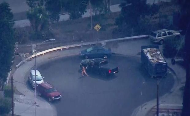 Naked Carjacking Suspect Captured In Boyle Heights After Pursuit, Wild Foot Chase 