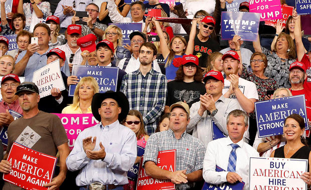 Unidentified man in a plaid shirt goes viral with his reactions to President Trump during a rally in Montana 