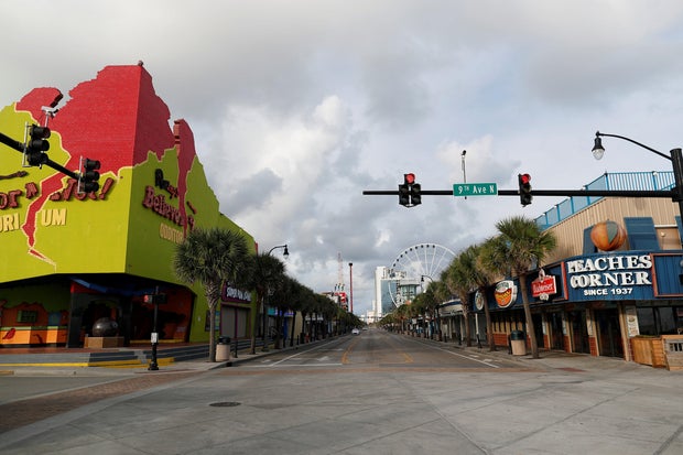 A view shows Ocean Boulevard empty of tourists after mandatory evacuations were declared for South Carolina coastal areas ahead of the arrival of Hurricane Florence in Myrtle Beach, South Carolina