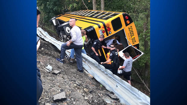 school bus overturned 