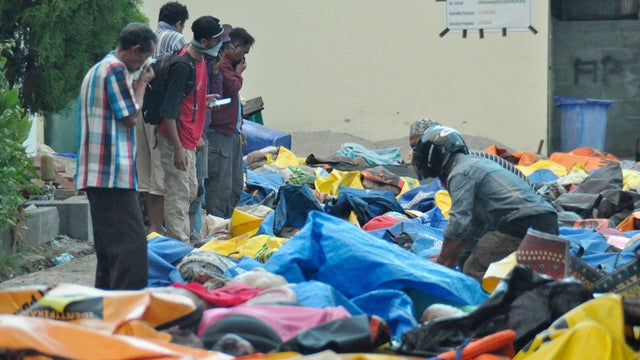 Debris is seen after an earthquake in Palu 