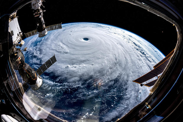 Super typhoon Trami is seen from the International Space Station as it moves in the direction of Japan 