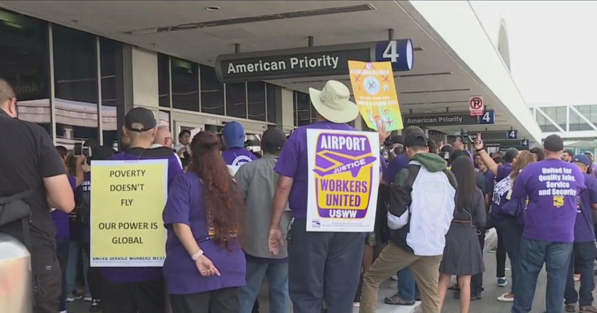 LAX Workers Join Worldwide Protest To Demand Higher Wages CBS Los Angeles