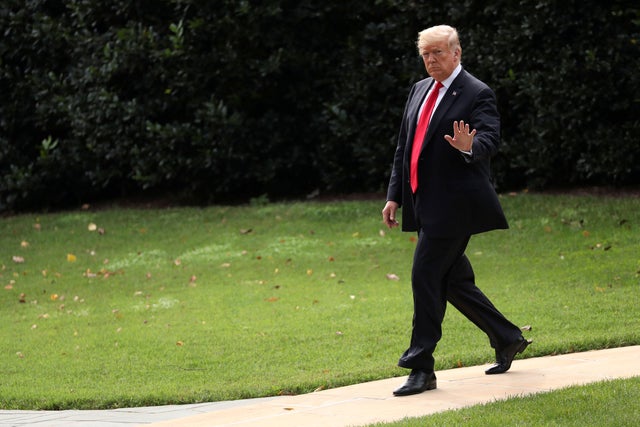President Trump departs the White House to travel to a rally in Pennsylvania Oct. 10, 2018.