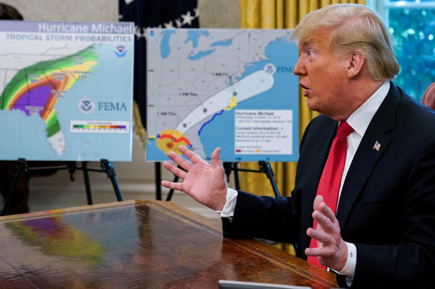 U.S. President Trump holds Oval Office meeting on Hurricane Michael  at the White House in Washington 