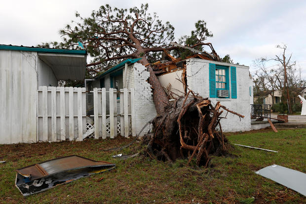 A house damaged by Hurricane Michae is seen in Panama City 