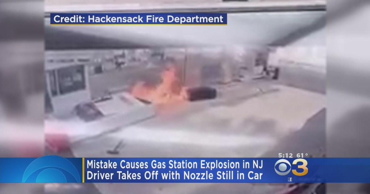 Police Fiery Explosion At Gas Station After Driver Takes Off With