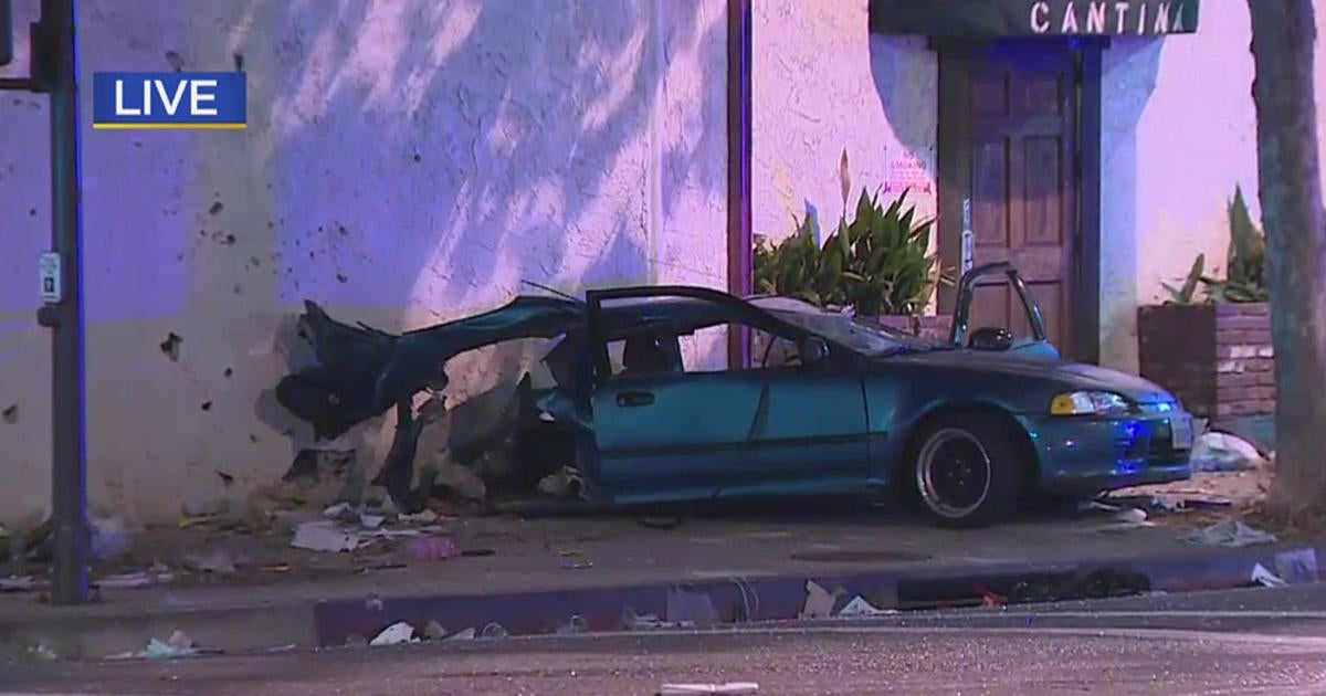 Car Torn In Half In Violent Pasadena Crash - CBS Los Angeles