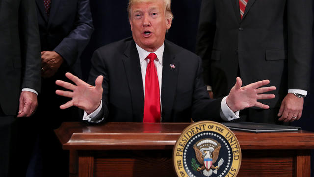 U.S. President Trump signs presidential memorandum in Scottsville, Arizona 