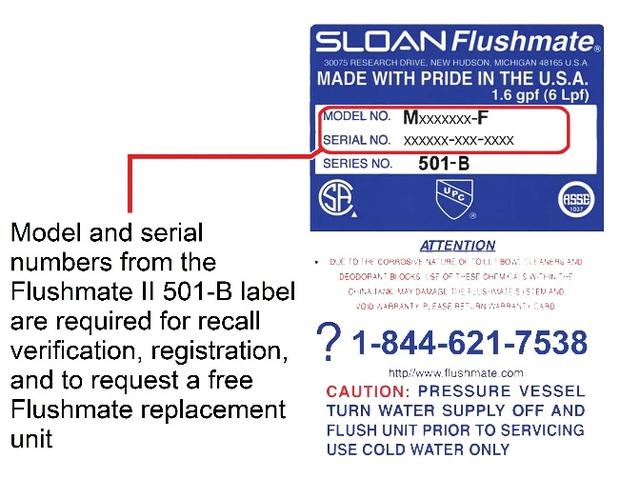 Flushmate® Recalls Flushmate II 501-B Pressure-Assisted Flushing Systems Due to Impact and Laceration Hazards 